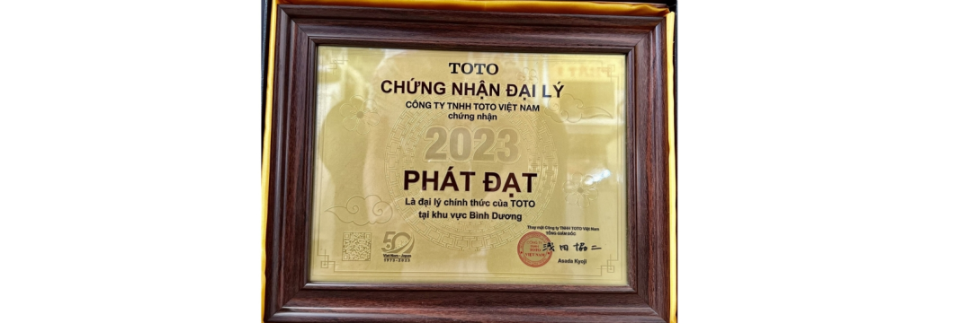 Chứng nhận Đại Lý của Toto