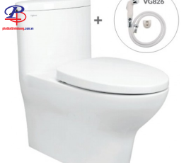 Bồn Cầu Viglacera V37S Xả Xoáy Nắp Êm V37 + Vòi Xịt VG826 (Thiết bị vệ sinh giá rẻ tại Bình Dương)