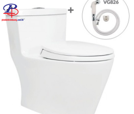 Bồn Cầu Viglacera V62 Nắp Êm V68 1 Khối Tặng Vòi Xịt VG826 (Thiết bị vệ sinh giá rẻ tại Bình Dương)