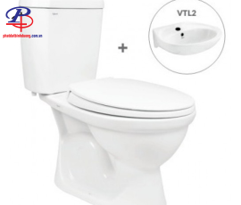 Bàn Cầu 2 Khối Viglacera VI88 Nắp Êm Kèm VTL2