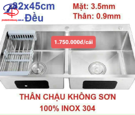 Chậu chén Inox 304 (82x45) - 2 hộc + rỗ