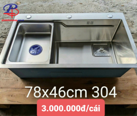 Chậu chén Inox 304 (78x46) - 1 hộc + rổ