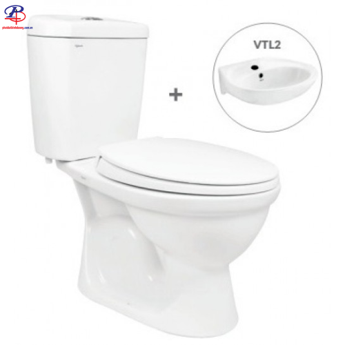 Bàn Cầu 2 Khối Viglacera VI88 Nắp Êm Kèm VTL2