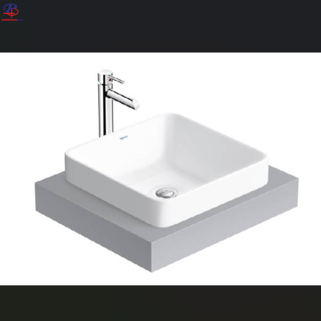 Chậu Rửa Mặt Lavabo Viglacera CD20 Đặt Bàn Vuông (Thiết bị vệ sinh chất lượng tại Bình Dương)