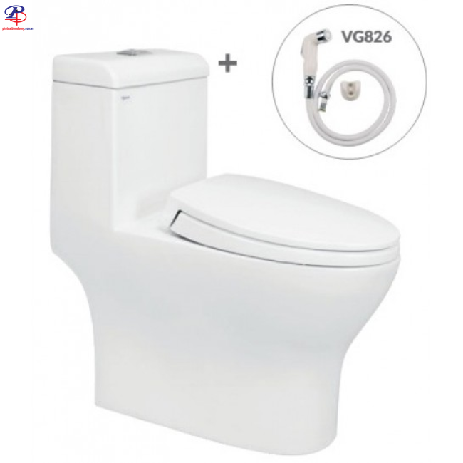 Bồn Cầu Viglacera V45M Xả Xoáy Nắp Êm V68 + Xịt VG826 (Thiết bị vệ sinh giá rẻ tại Bình Dương)