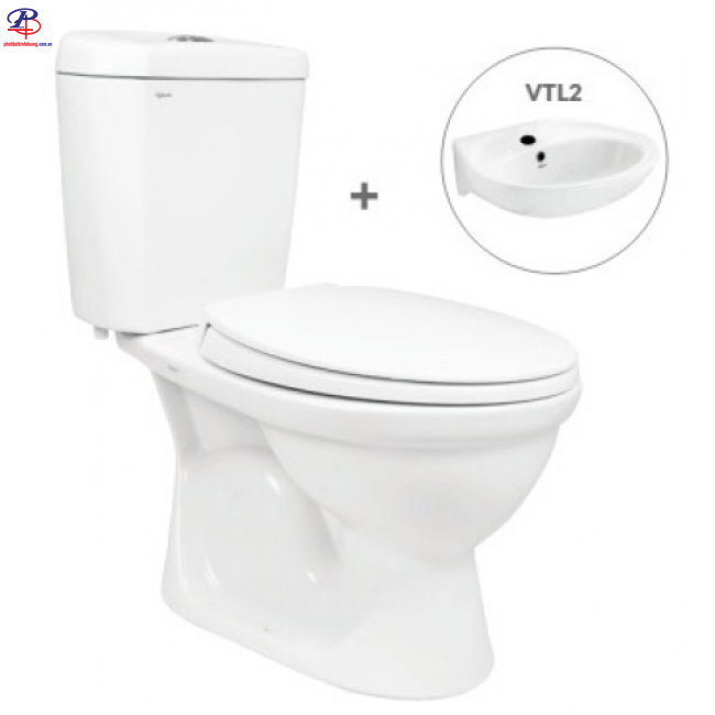 Bàn Cầu 2 Khối Viglacera VI88 Nắp Êm Kèm VTL2